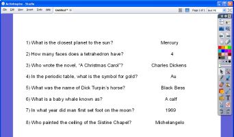 The pasted and edited quiz in ActivInspire.