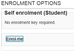 Enrolment Options / Self enrolment / Enrol me button