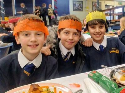 Students enjoying Christmas Dinner