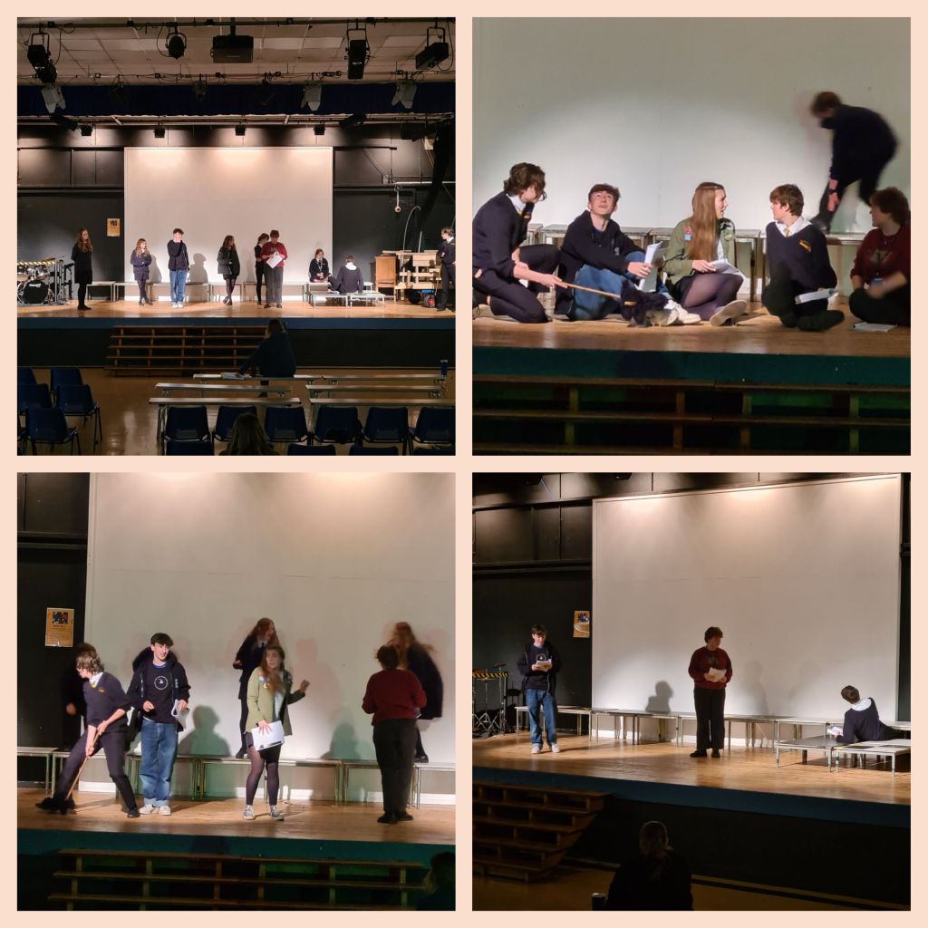 Students rehearsing the school production