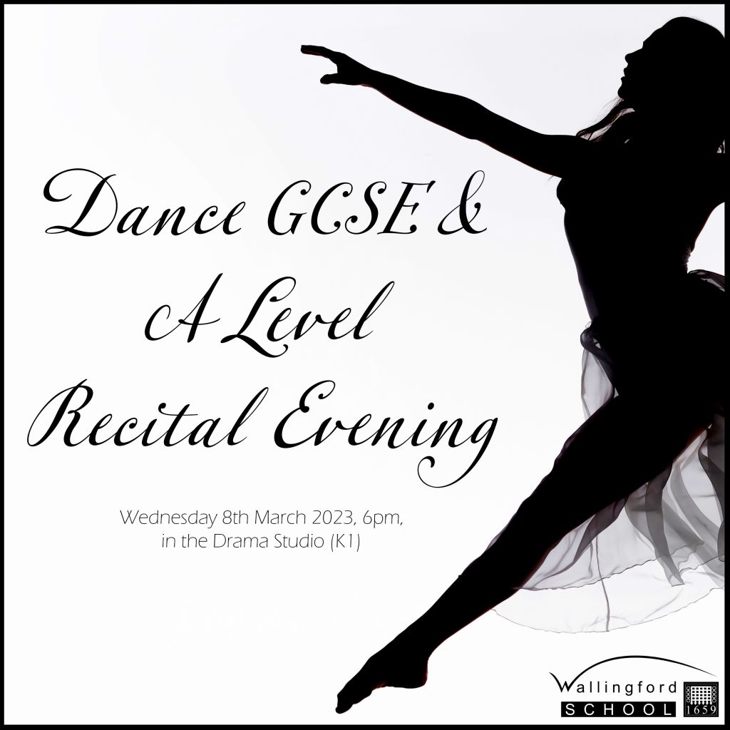 Dance GCSE  & A Level Recital Evening poster