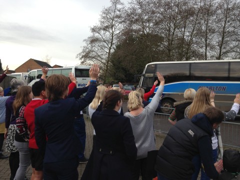  Waving off the students