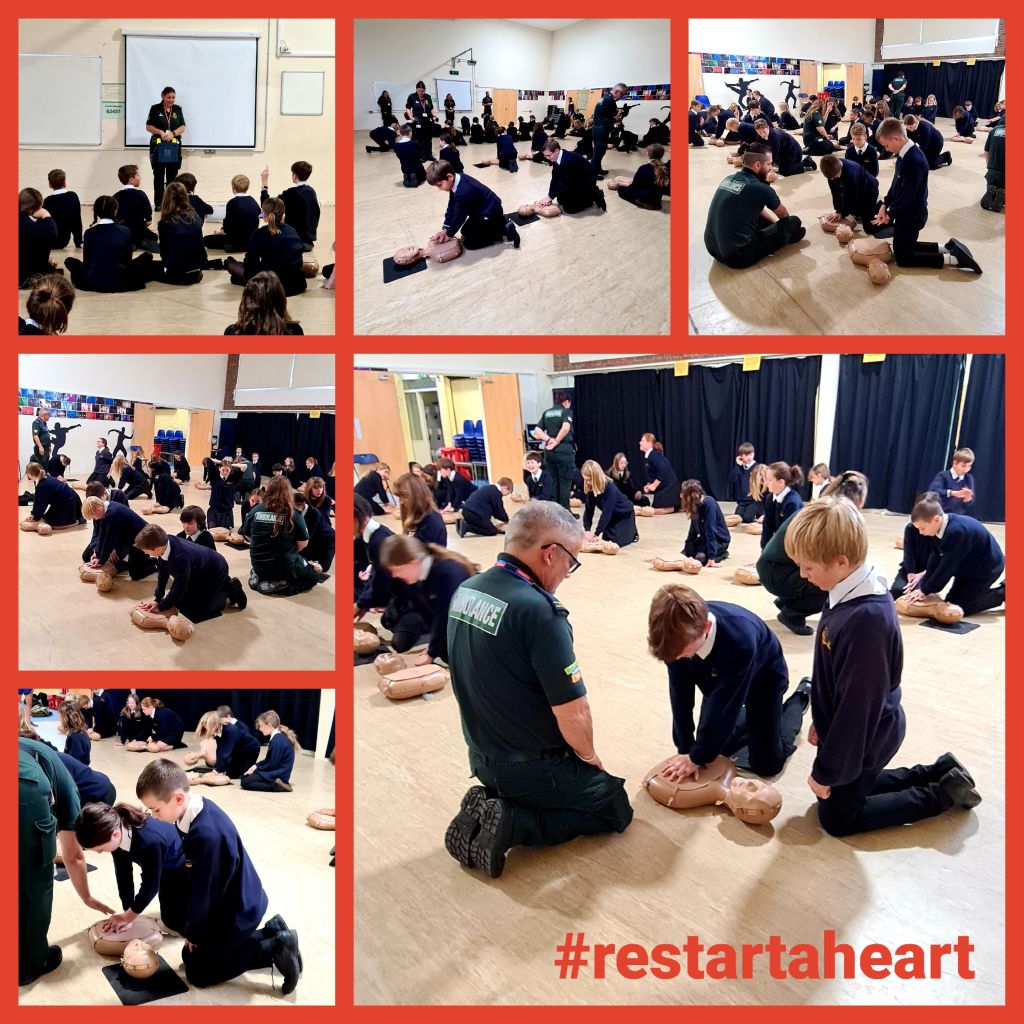 Montage of students learning CPR