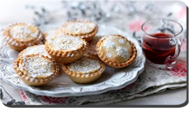 Plate of mince pies and some mulled wine.